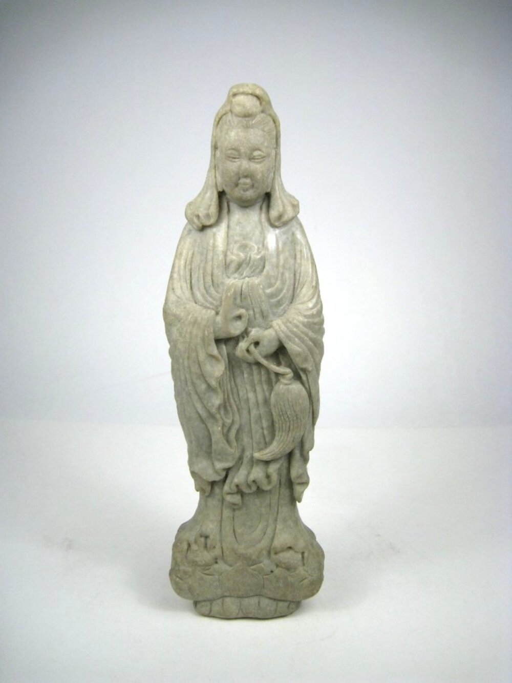 Vintage Gray Stone Buddhist Goddess Sculpture 9 inch Tall Figurine Buddha